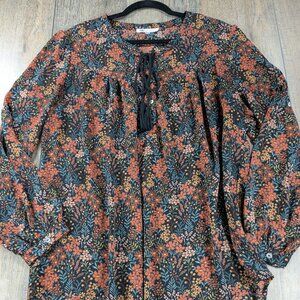 2/$30 Daniel Rainn DR2 Top Womens XL Multicolor Floral Print Peasant BOHO